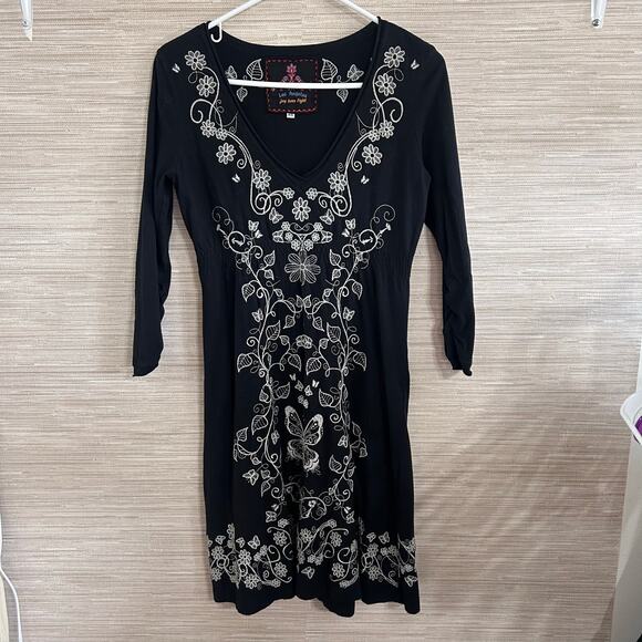 Johnny Was Women's Black Long Sleeve Embroidered Dress size XS - Picture 1 of 6